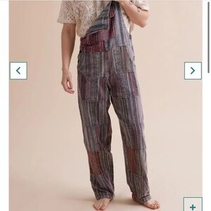 Earthbound Striped Multicolor Patchwork Overalls
